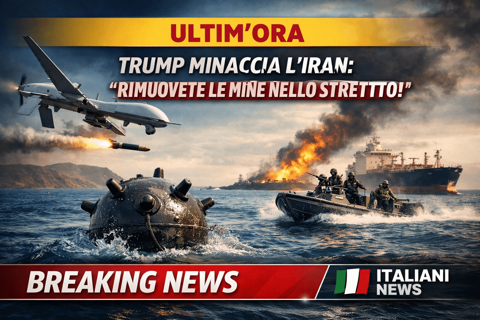 Trump minaccia l’Iran: “Rimuovete le mine nello Stretto di Hormuz”