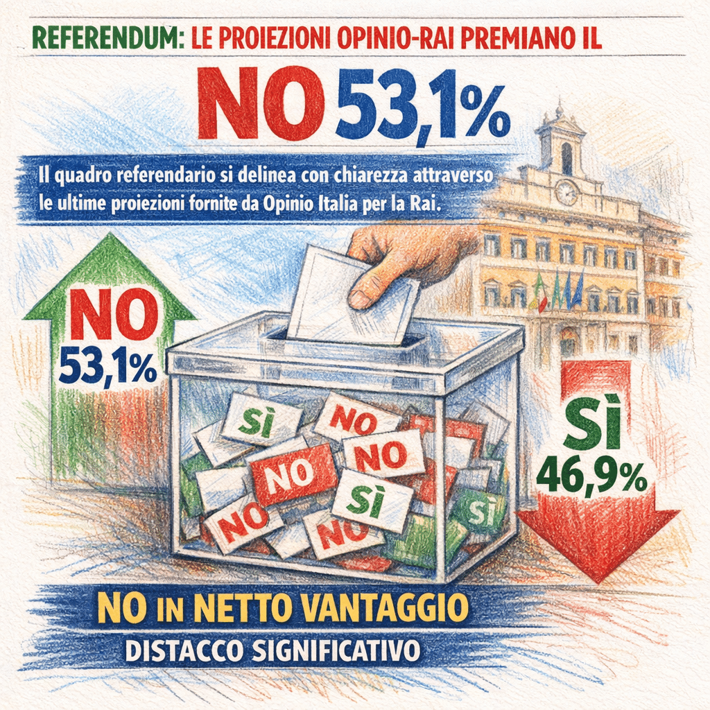 Referendum: Le Proiezioni Opinio-Rai premiano il No (53,1%)