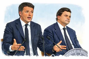 calenda e Renzi disegno a mano a colori