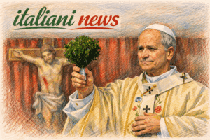 Papa con crocifisso e rametto