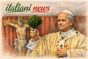 Papa con crocifisso e rametto