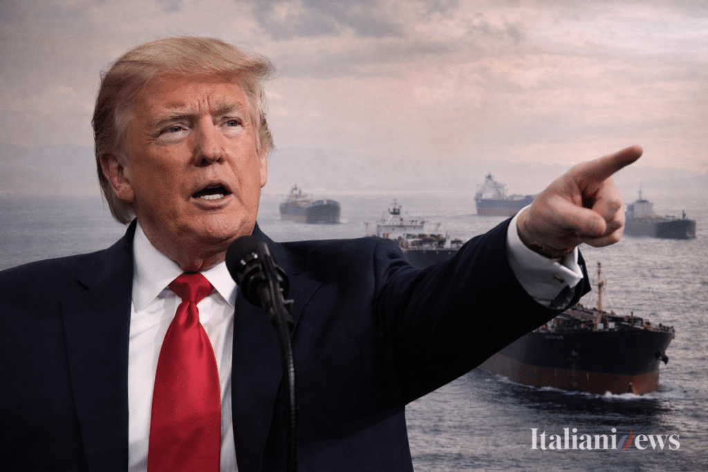 Donald Trump durante un intervento sulla crisi in Medio Oriente