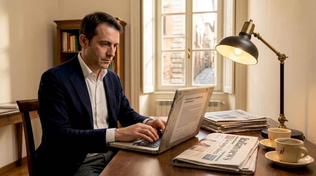Giornalista italiano che lavora nella redazione di un quotidiano.