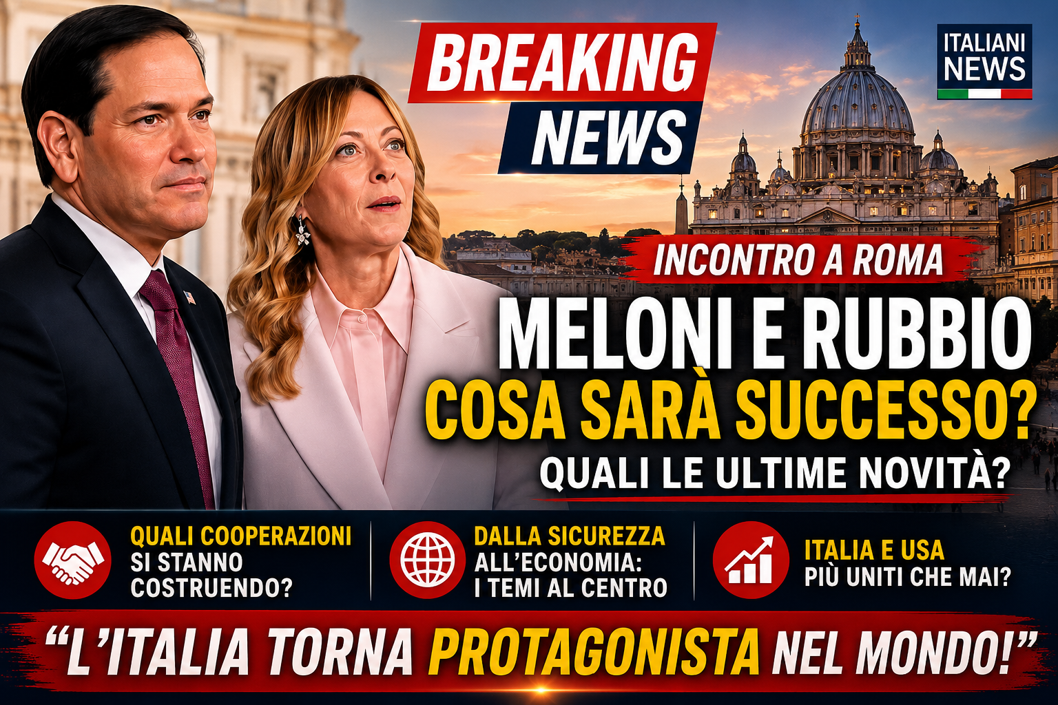 Cooperazione transatlantica: l’incontro a Roma tra Giorgia Meloni e Marco Rubio