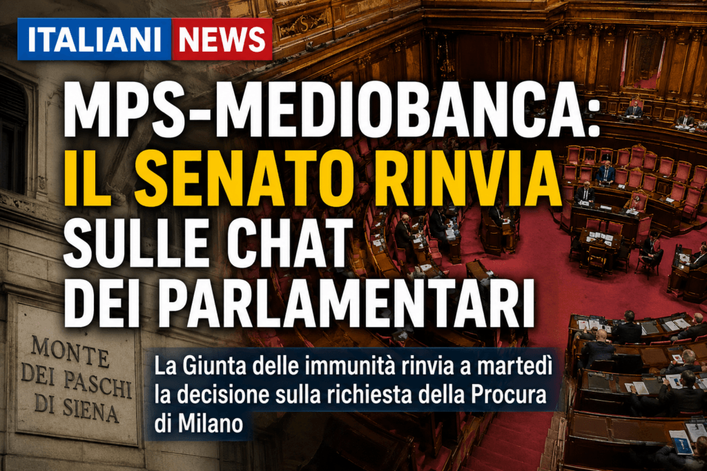 Mps-Mediobanca, il Senato rinvia sulle chat dei parlamentari: decisione attesa martedì