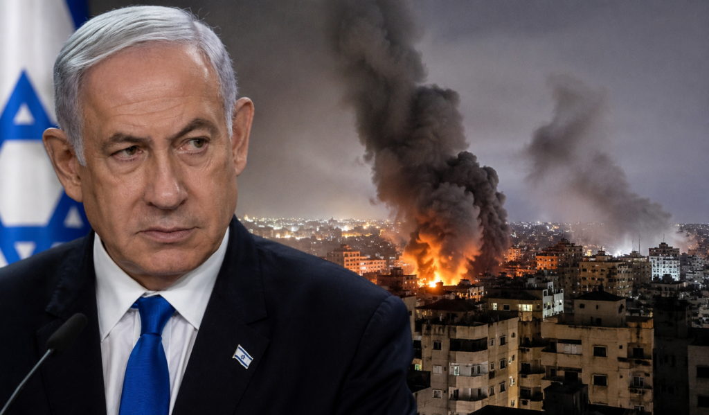 Benjamin Netanyahu durante una dichiarazione ufficiale sul conflitto con Hezbollah mentre aumentano le tensioni tra Israele e Libano.