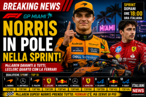 Lando Norris conquista la pole nella Sprint del GP Miami con McLaren, Charles Leclerc quarto con Ferrari nelle qualifiche