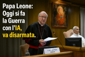 Papa Leone parla dei rischi dell’Intelligenza Artificiale nelle guerre moderne e chiede il disarmo dell’IA.