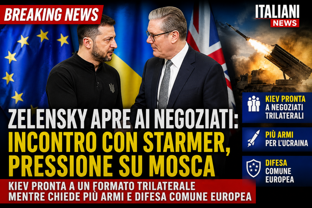 Zelensky incontra Starmer durante colloquio su negoziati Ucraina e pressione sulla Russia