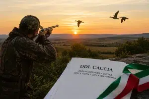 Cacciatore al tramonto con documenti