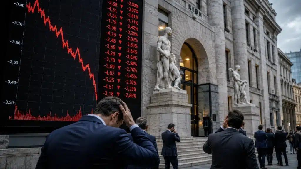 Mercato in crisi, investitori preoccupati.