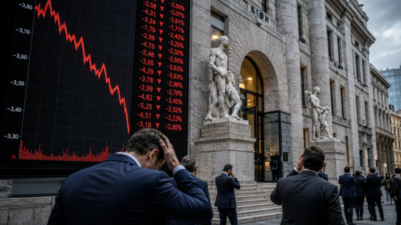 Pesanti cali in borsa, Piazza Affari maglia nera