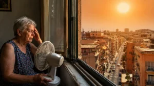 Donna anziana vicino a una finestra