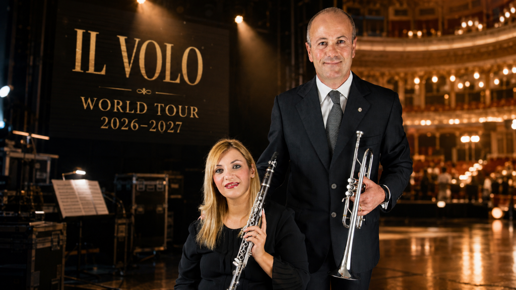 Due musicisti con strumenti musicali.