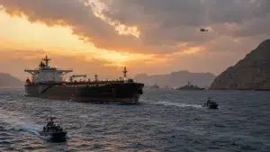 Navi in mare al tramonto.