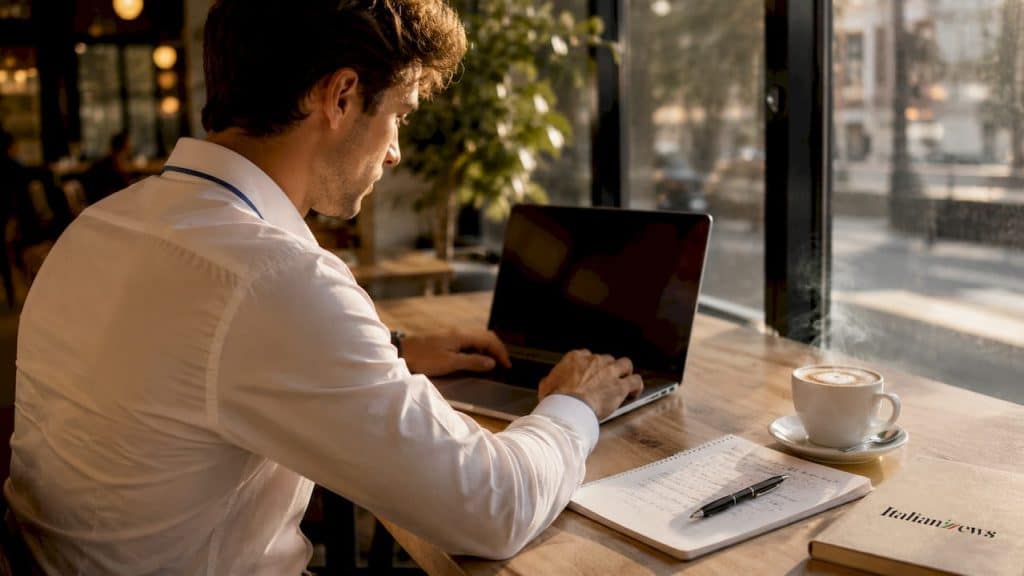 Persona che segue l’andamento del Bitcoin sul computer