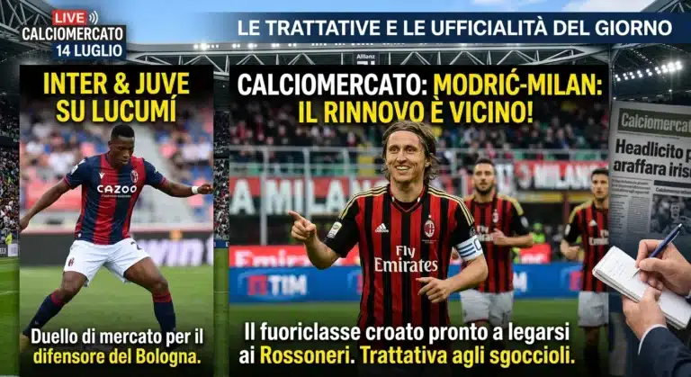 Calciomercato, le trattative e le ufficialità del 14 luglio: Modric più vicino al rinnovo con il Milan. Inter e Juve su Lucumì