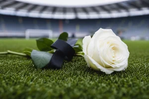 Una rosa in campo in segno di lutto