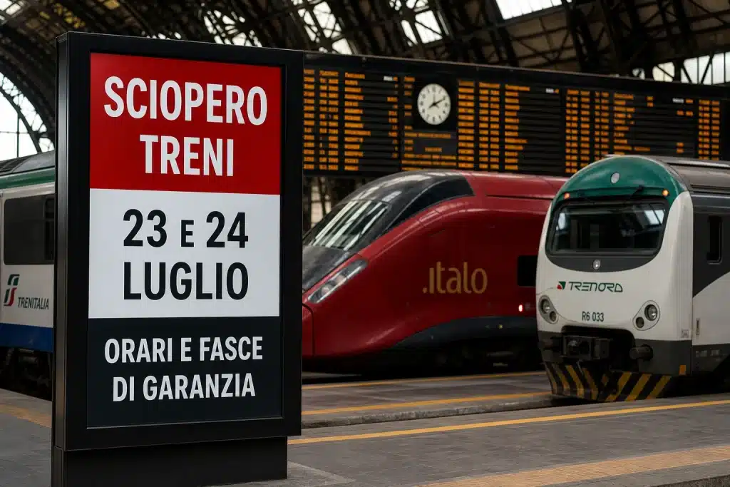 Sciopero treni 23 e 24 luglio, orari e fasce di garanzia