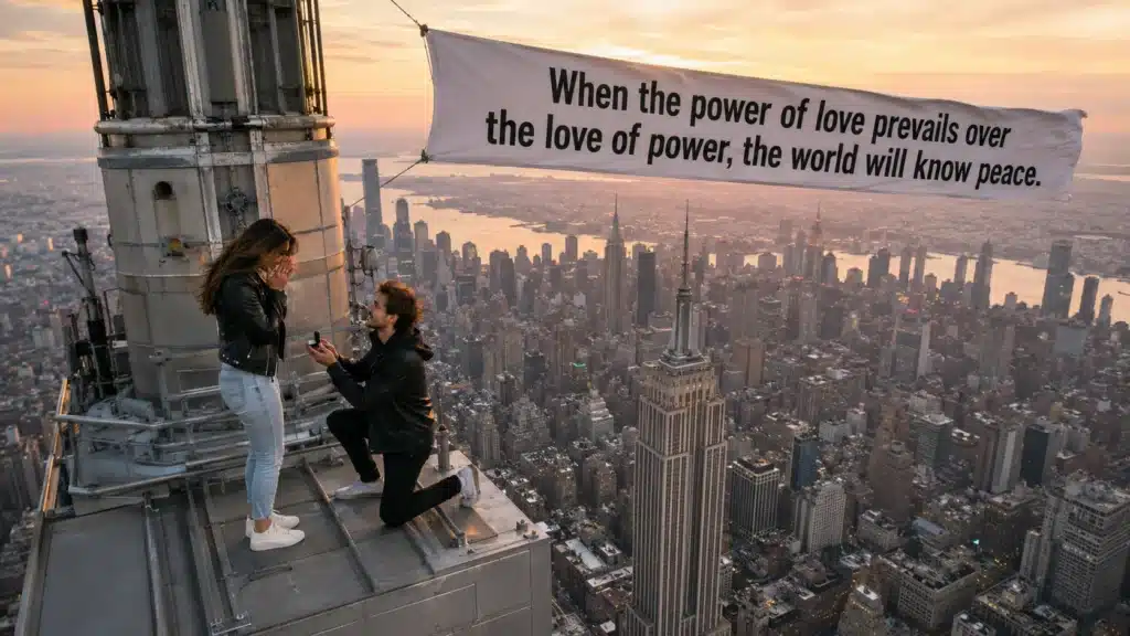 Proposta di matrimonio sull’Empire State Building: amore estremo e arresto a New York