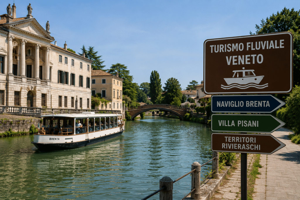 Naviglio Brenta con barca e villa