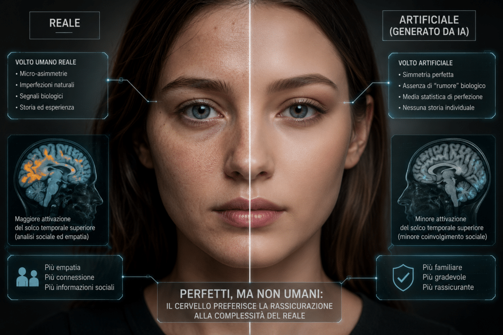Volto umano e volto artificiale a confronto tra cervello e intelligenza artificiale
