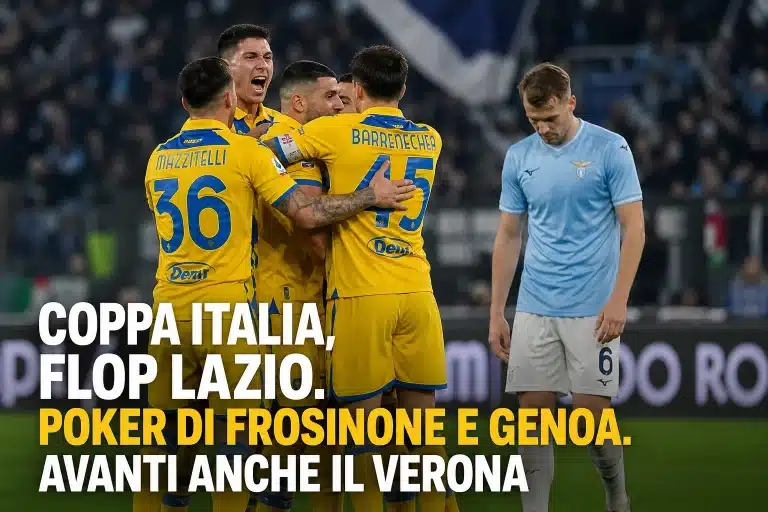 Coppa Italia, flop Lazio. Poker di Frosinone e Genoa. Avanti anche il Verona
