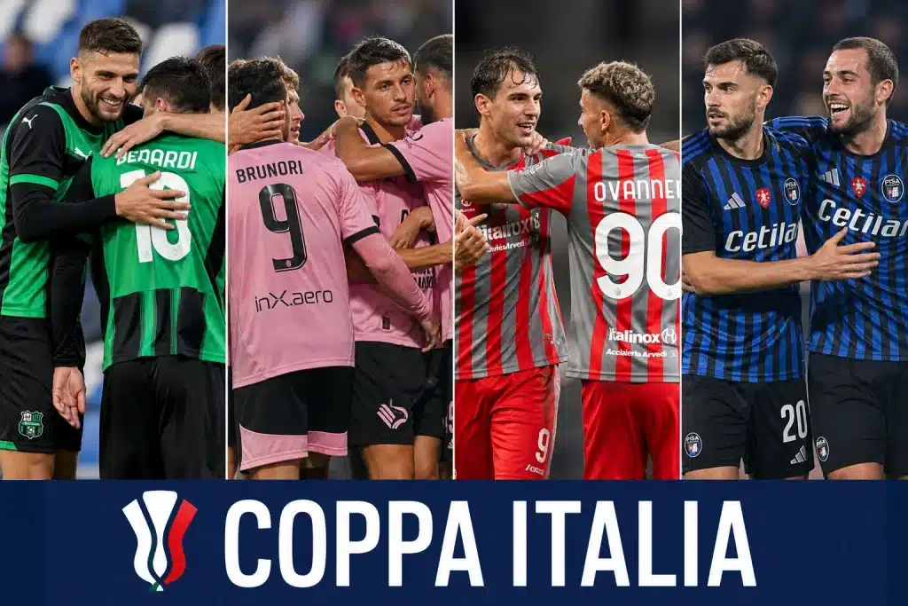 Alcune squadre festeggiano in Coppa Italia