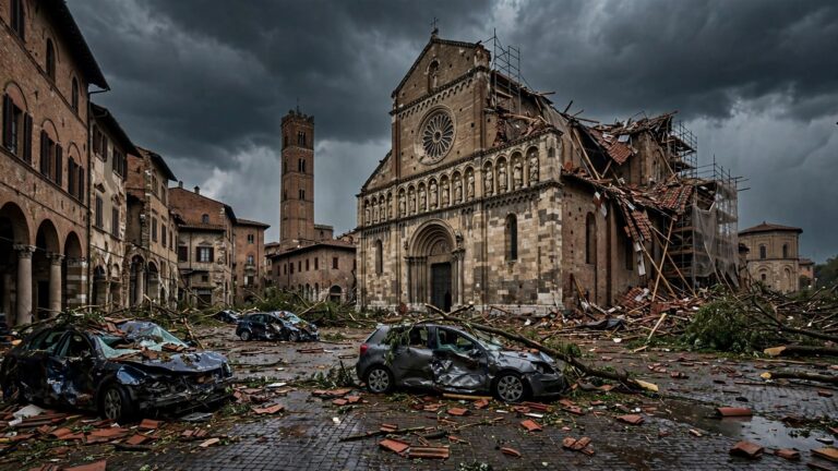 Italia divisa un due: a Nord maltempo, al Centro-Sud caldo record. A Cremona danni a chiese e auto per una tromba d’aria