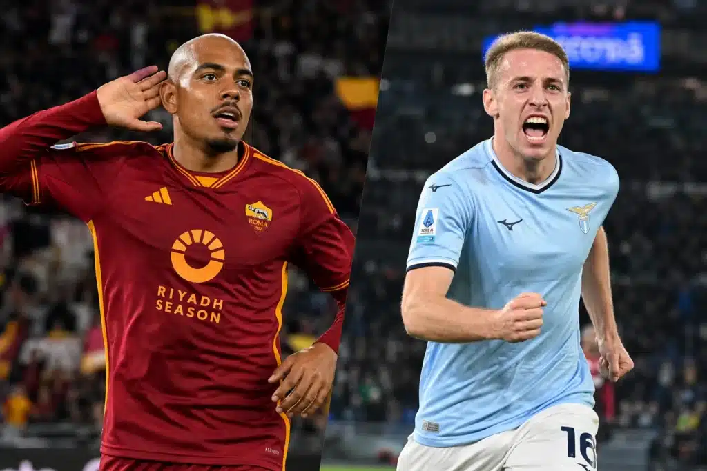 Serie A, in foto due calciatori che esultano dopo una rete