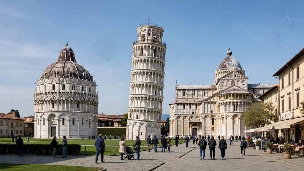 In foto la città di Pisa colpita dal terremoto
