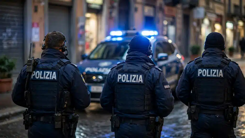 In foto alcuni agenti della polizia