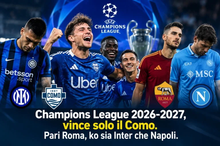 Champions League, vince solo il Como. Pari Roma, ko sia Inter che Napoli. L’analisi