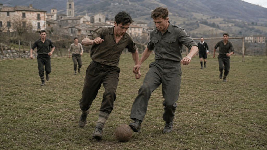 Giocatori di calcio in un campo